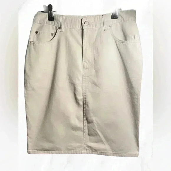 Ralph Lauren cream casual straight fit classic trend denim 5 pcket midi skirt 30 - Picture 2 of 3